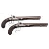 Image 8 : Cased pair of dueling pistols signed  &#8220;McDermott&#8221; converted from flintlock