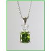 Image 1 : Sensational Green and White Diamond Pendant  featuring a 1.34 carat cushion
