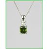 Image 4 : Sensational Green and White Diamond Pendant  featuring a 1.34 carat cushion