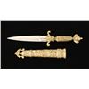 Image 1 : Renaissance style dagger with fancy cast and  gold plated grip and scabbard