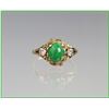 Image 1 : Lovely High Quality Apple Jade and Diamond  Ring set in antique style setti
