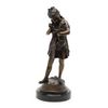 Image 1 : Polychrome bronze on base of little girl with  cat, approximately 19&#8221; in he