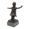 Image 2 : Small bronze on stone base of blindfold girl,  approximately 8.5&#8221; in height