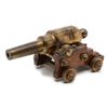 Image 5 : Lot of 9 antique and vintage desk-size metal  cannons, two with wood carria