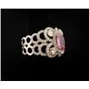 Image 2 : Intricately designed Pink sapphire and  diamond ring made in 18k white gold