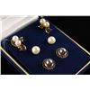 Image 2 : 3-pairs of pearl earrings, 2-white pearls set  in gold and 1-black pearl in