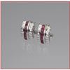 Image 1 : Sophisticated Burmese Ruby and Diamond  Earrings with 12 princess cut rubie