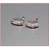 Image 2 : Sophisticated Burmese Ruby and Diamond  Earrings with 12 princess cut rubie