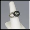 Image 4 : Luxuriously Elegant Black Cultured Pearl and  Diamond Ring featuring a 12.0