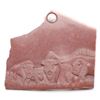Image 1 : Carving in red pipe stone of buffalos with  silver inset of the moon and st