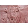 Image 3 : Carving in red pipe stone of buffalos with  silver inset of the moon and st
