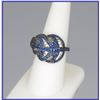 Image 3 : Sophisticated Cartier Style Blue Sapphire and  Diamond Ring in leaf design