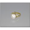 Image 2 : Old Hollywood Style 14.00mm Diameter Pearl  and Diamond Ring cultured pearl