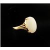 Image 1 : White Jadeite Burmese Jade set in Vintage 14K  gold. Approx. 15.6 carat Cab