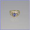 Image 2 : Dazzling Pear Shaped Tanzanite and Diamond  Ring featuring an approx. 0.75