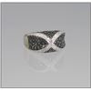 Image 1 : Dramatically Black and White Diamond Ring  with 62 round cut black Diamonds