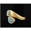 Image 2 : Antique and vintage design 18K gold ring with  2 opals in serpentine style.