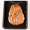 Image 2 : A beautiful carved stone pendant, rose color  with variegated  white color;