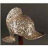 Image 2 : Elkington metal reproduction helmet from 19th  century on display stand. Ma