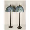 Image 1 : Excellent pair of &#8220;Tiffany style&#8221; floor lamps  with beautiful glass shades