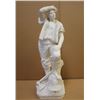 Image 1 : Large carved marble statue of Abe Lincoln in  his youth with foot on log an