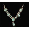 Image 1 : One very elaborate hand made Indian necklace  set with turquoise on a silve