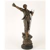 Image 2 : 19th Century art metal with bronze finish of  farmer with grenade; the spir