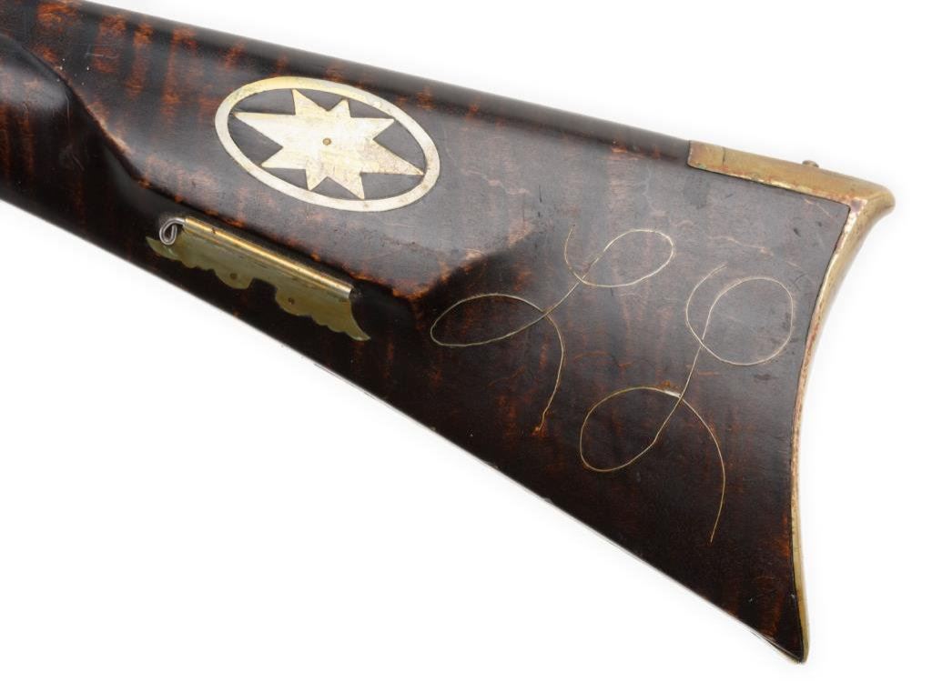 Decorative Wire Inlay Rifle Exhibition quality Kentucky style rifle with L.L. in wire inlay on the lef