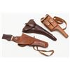 Image 1 : Lot of 3 re-enactment quality leather  holster; one a U.S. Cavalry .45 auto