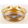 Image 1 : Loetz glass bowl with gold iridescent  decoration and ruffled rim. Circa 18