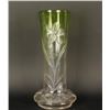 Image 1 : Moser glass vase circa 1900 in clear to  emerald green showing intaglio cut