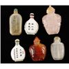 Image 1 : Lot of 6 snuff bottles; one carved rose  quartz; one carved agate of elepha