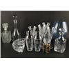 Image 1 : Misc. glass and crystal lot; 4 decanters; 25+  pieces.    Est.:  $100-$300.