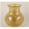 Image 1 : Loetz iridescent glass vase with gold  decoration and pinched sides. Circa