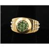 Image 1 : 14K Gold man&#8217;s Rolex style ring mounted with  bright green garnets from the