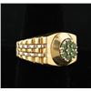 Image 2 : 14K Gold man&#8217;s Rolex style ring mounted with  bright green garnets from the