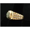 Image 3 : 14K Gold man&#8217;s Rolex style ring mounted with  bright green garnets from the