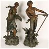 Image 1 : Bronze finished art metal statue of young  farmers, probably French and 19t
