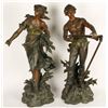 Image 4 : Bronze finished art metal statue of young  farmers, probably French and 19t