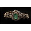 Image 2 : One antique gold bracelet  circa (1920) set  with a emerald cut emerald app