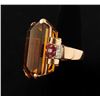 Image 3 : Art deco-retro circa 1920-1940 rose gold  ladies ring set with 92 carat cit