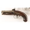 Image 2 : Deluxe Henry Deringer percussion pistol with  double-wide gold bands, silve