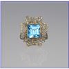 Image 2 : Antique Victorian Blue Topaz and Diamond  Flower Ring featuring a 7.25 cara