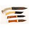 Image 1 : Lot of four (4) &quot;chipped flint knives&quot; with  nicely made wood and horn grip