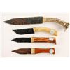 Image 2 : Lot of four (4) &quot;chipped flint knives&quot; with  nicely made wood and horn grip