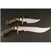 Image 1 : Two custom stag handled knives, one is  approx. 17&#8221; overall with an 11&#8221; bla