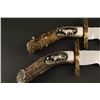 Image 2 : Two custom stag handled knives, one is  approx. 17&#8221; overall with an 11&#8221; bla