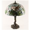 Image 1 : Good quality reproduction lamp with  dragonflies and glass shade; approxima