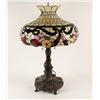 Image 1 : Reproduction lamp with nice glass shade on  ornate bronze base; approximate