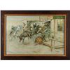 Image 1 : Framed print on canvas of Western artist  great Charlie Russell&#8217;s (1864-192